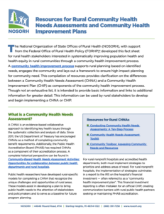 Resources for Rural Community Health Needs Assessments and Community Health Improvement Plans